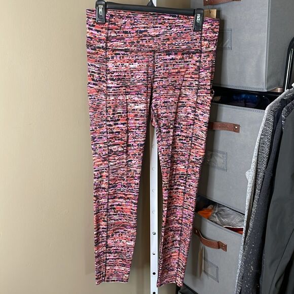 Lululemon Fast and Free Tight II 25" Nulux Sz 10 Flash Pleat Orange Multi 1005 - Picture 1 of 5